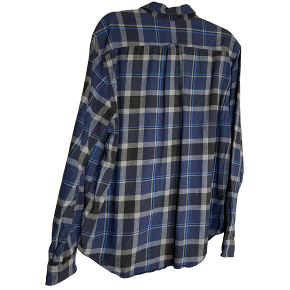 Eddie Bauer Button Down Flannel Shirt Men XL Black Plaid Long Sleeve Outdoor - Picture 2 of 9